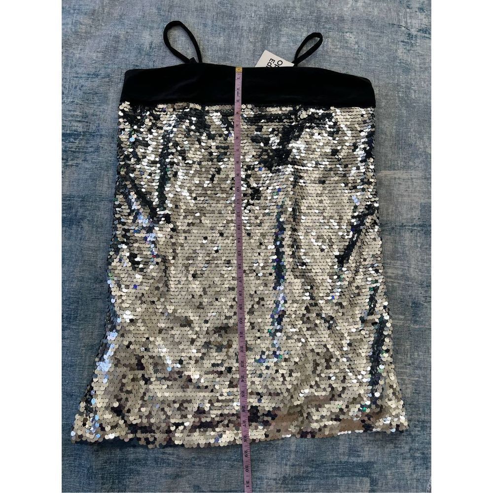 Nwt! Open Edit Silver Black Sequin Shift Dress W … - image 6